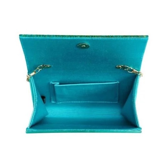 Kurt Geiger Women's Blue Party Glitter Envelope Clutch - Picture 6 of 8
